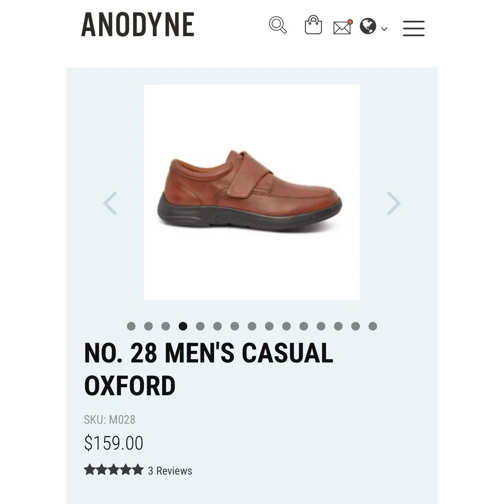 Anodyne No 28 Men's Casual Oxford Dress Shoes Brown 9.5 Extra‎ Wide XW Hook Loop
